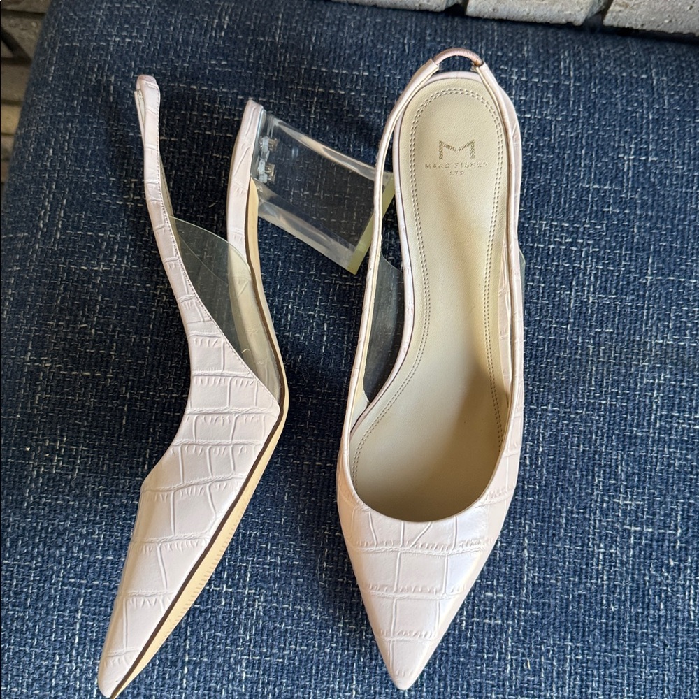Marc Fisher Nude Croc-Embossed Slingback Heels - Picture 5 of 6